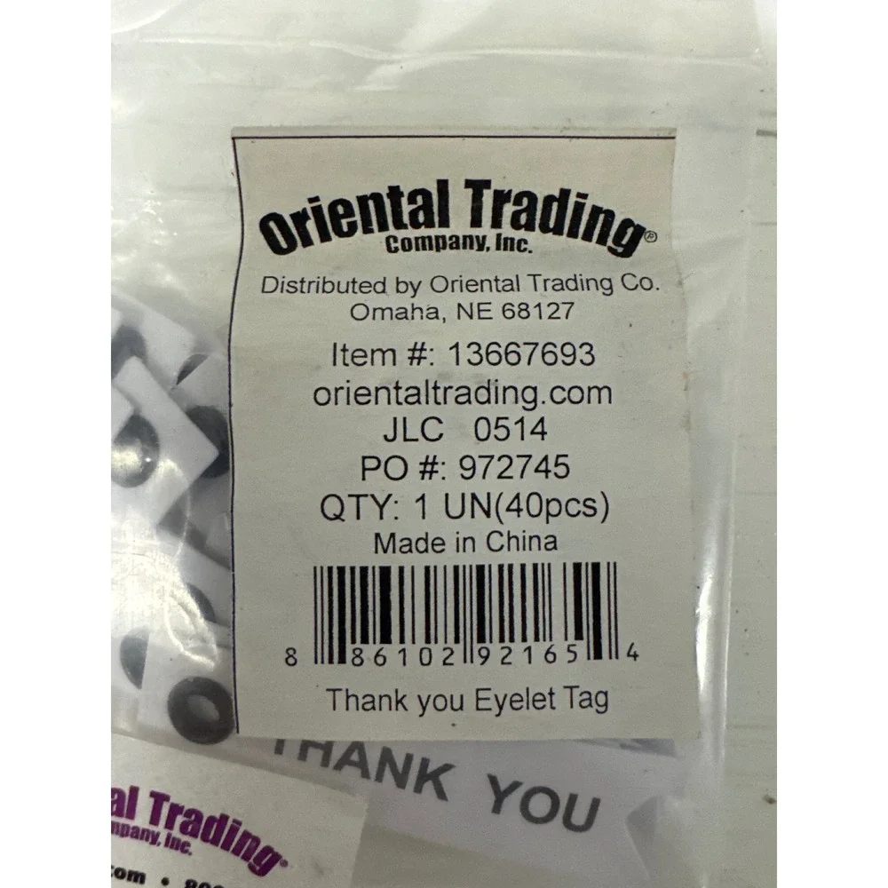 Thank You Eyelet Tags White Craft Embellishments 40 Pcs wedding Party‎ Favor